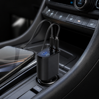 Caricabatteria da auto USB 120 W, adattatore retrattile, presa accendisigari da auto, stazione di ricarica per iPhone, Samsung, Xiaomi, Huawei