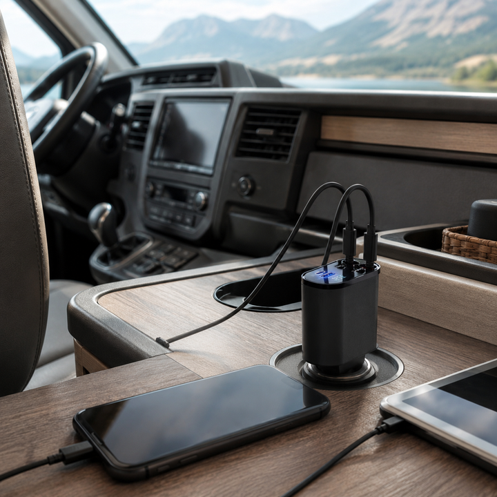 Caricabatteria da auto USB 120 W, adattatore retrattile, presa accendisigari da auto, stazione di ricarica per iPhone, Samsung, Xiaomi, Huawei