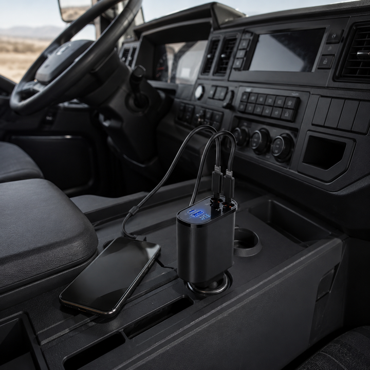 Caricabatteria da auto USB 120 W, adattatore retrattile, presa accendisigari da auto, stazione di ricarica per iPhone, Samsung, Xiaomi, Huawei