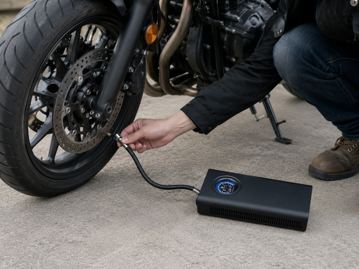 Compressore per Auto, Moto, Biciclette portatile con Batteria Ricaricabile