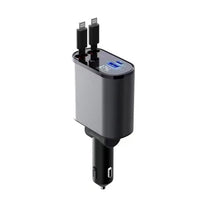 Caricabatteria da auto USB 120 W, adattatore retrattile, presa accendisigari da auto, stazione di ricarica per iPhone, Samsung, Xiaomi, Huawei